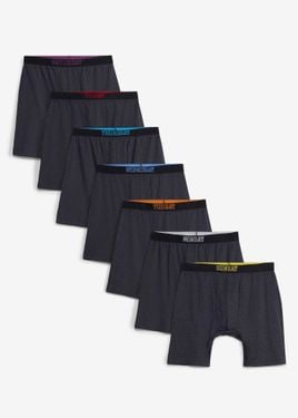 bonprix Boxer Lunghi Aderenti Con Cotone (Pacco Da 7) - Blu
