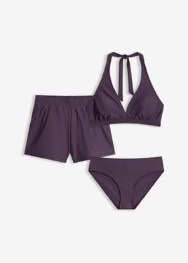 bonprix Bikini Con Slip E Pantaloncini (Set 3 Pezzi) - Viola
