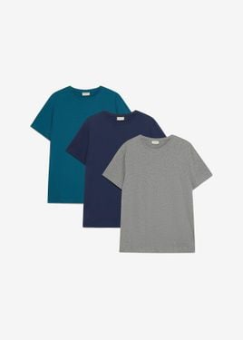 bonprix T-Shirt (Pacco Da 3) - Blu