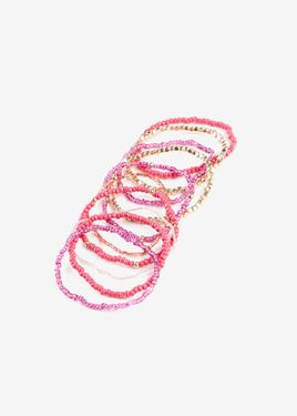 bonprix Bracciali Di Perline (Set 10 Pezzi) - Rosa