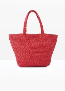 bonprix Borsa Shopper Piccola Di Paglia - Rosso