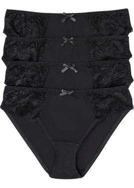 bonprix Slip Con Pizzo (Pacco Da 4) - Nero