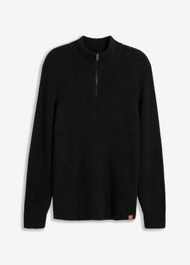 bonprix Maglione Con Zip E Cotone - Nero