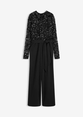 bonprix Tuta Elegante Con Paillettes - Nero