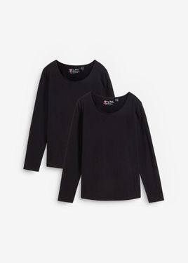 bonprix Maglia A Maniche Lunghe (Pacco Da 2) - Nero