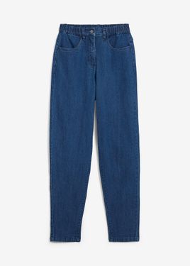 bonprix Mom Jeans Elasticizzati, A Vita Alta - Blu