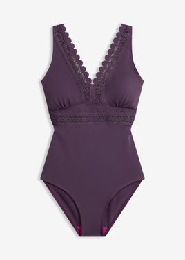 bonprix Costume Intero Con Inserti Laser Cut - Viola