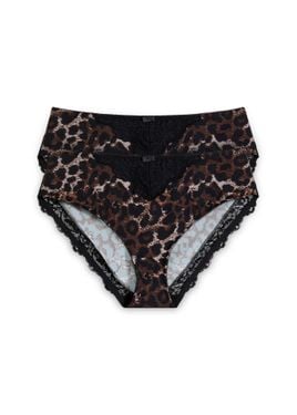 bonprix Slip Alto Con Pizzo Delicato (Pacco Da 2) - Nero
