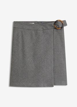 bonprix Gonna Con Effetto Incrociato E Motivo Spigato - Grigio