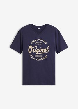 bonprix T-Shirt Con Scollo A V - Blu