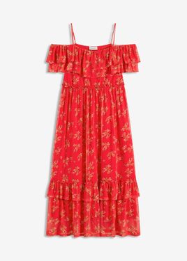 bonprix Abito Di Jersey E Mesh - Rosso
