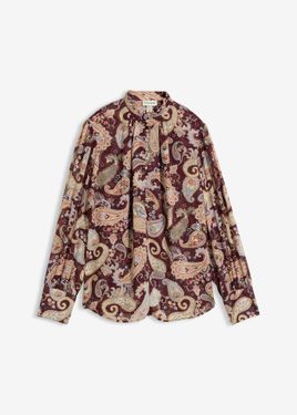 bonprix Camicetta Di Chiffon Con Colletto Dritto - Rosso