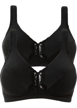 bonprix Reggiseno Senza Ferretto Con Cotone Biologico (Pacco Da 2) - Nero