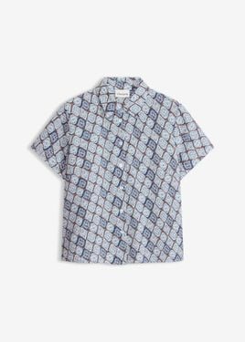 bonprix Camicetta A Maniche Corte Con Viscosa - Blu