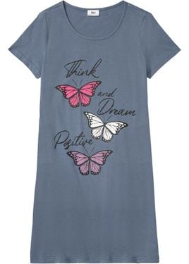 bonprix Camicia Da Notte Corta - Blu