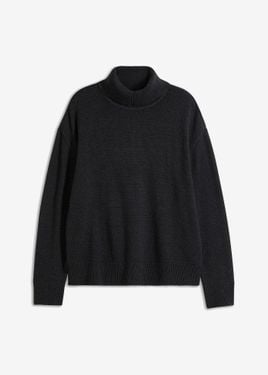 bonprix Maglione A Collo Alto Con Cotone Riciclato, Loose Fit - Nero