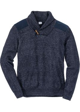 bonprix Maglione Con Collo A Scialle - Blu