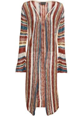 bonprix Maxi Cardigan A Righe - Bianco