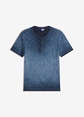 bonprix Maglia Serafino A Maniche Corte - Blu