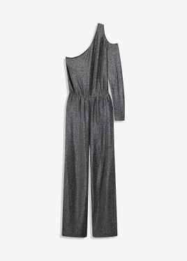 bonprix Tuta Monospalla Glitterata - Grigio