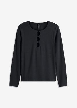 bonprix Maglia A Maniche Lunghe Con Cut-Out - Nero