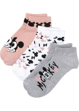 bonprix Calzini Corti Mickey Mouse (Pacco Da 3 Paia) - Grigio