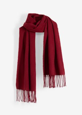 bonprix Sciarpa Morbida Con Frange - Rosso