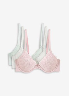 bonprix Reggiseno Push-Up Con Pizzo Fine (Pacco Da 3) - Rosa