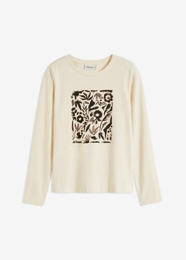 bonprix Maglia A Maniche Lunghe Con Cotone Biologico - Bianco