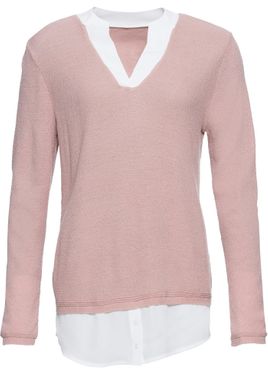 bonprix Maglione Con Inserto Di Camicia - Rosa