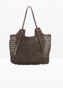 bonprix Borsa Shopper Con Fibbie Decorative - Marrone