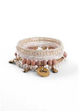 bonprix Braccialetti Con Ciondoli (Set 6 Pezzi) - Bianco