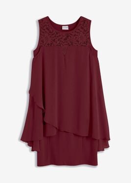 bonprix Abito Di Jersey Con Chiffon - Rosso
