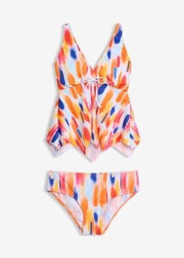 bonprix Tankini Con Orlo A Zig-Zag (Set 2 Pezzi) - Bianco