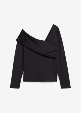 bonprix Maglia A Maniche Lunghe Con Arricciatura - Nero