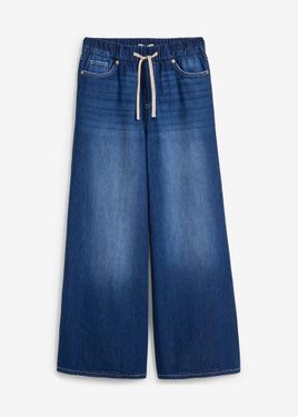 bonprix Jeans Wide Leg Con Cinta Comoda, Vita Media - Blu
