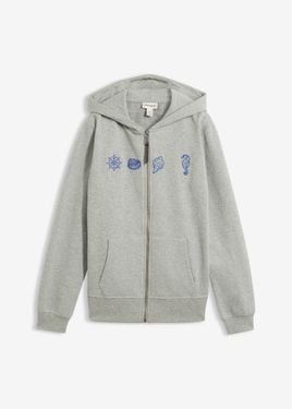 bonprix Felpa Con Zip E Cappuccio - Grigio