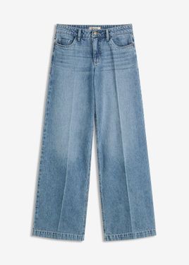 bonprix Jeans Wide Leg Extra Lunghi Low Stretch, Vita Media - Blu