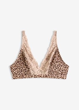 bonprix Bralette Senza Ferretto Con Fodera Morbida E Fantasia Leopardata - Neutro