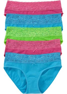 bonprix Slip Con Pizzo (Pacco Da 5) - Blu