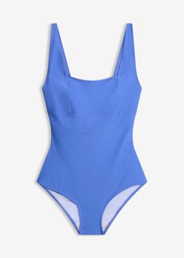 bonprix Costume Intero Con Effetto Modellante Leggero E Scollatura Squadrata - Blu