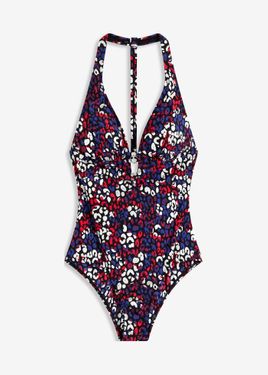 bonprix Costume Intero Con Allacciatura Al Collo Ed Effetto Modellante Leggero - Blu
