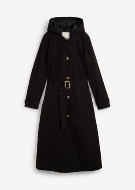 bonprix Cappotto Stile Trench Con Cappuccio Staccabile - Nero