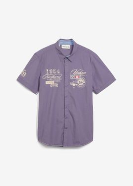 bonprix Camicia A Maniche Corte Con Stampe, Slim Fit - Viola