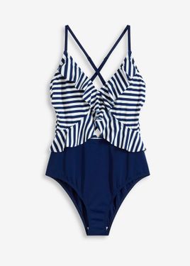 bonprix Costume Intero Con Volant - Blu
