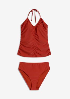 bonprix Tankini Allacciato Dietro Al Collo Con Arricciatura (Set 2 Pezzi) - Rosso