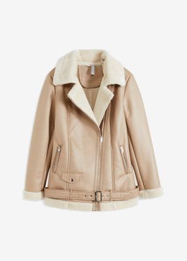 bonprix Giacca Shearling Biker - Neutro