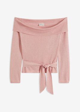 bonprix Maglione Cropped Con Spalle Scoperte - Rosa