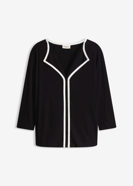 bonprix Maglia Con Bordi A Contrasto - Nero