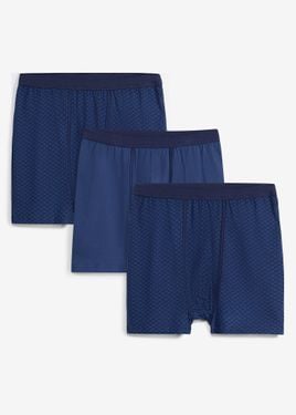 bonprix Boxer Aderenti A Vita Alta Di Lunghezza Media Con Morbido Cotone (Pacco Da 3) - Blu